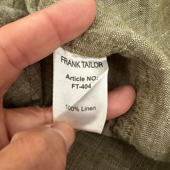 Frank Tailor Premium Collection Regular Fit Button Up Shirt Mandarin Neck Linen - Picture 8 of 9